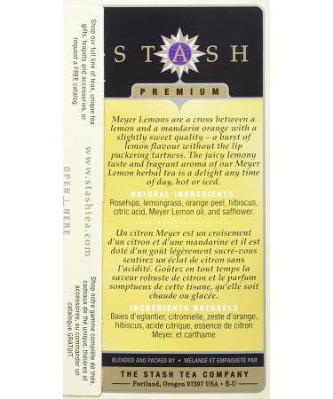 Stash Tea Meyer Lemon Herbal Tea 20 Count - Pack of 1 - Buy Online on GoSupps.com