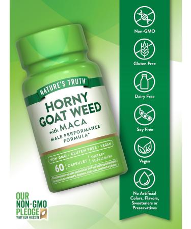 Nature's Truth Horny Goat Weed with Maca | 60 Powder Extract Capsules | Vegan Non-GMO and Gluten Free Supplement - Buy Online on GoSupps.com