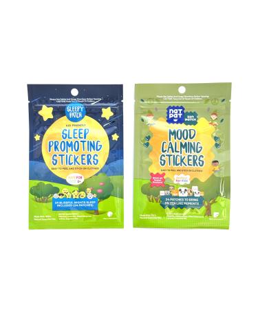 Dual Pack of NATPAT Stickers - 24 Sleepy Patch Sleep Promoting Stickers & 24 Zen Patch Mood Calming Stickers - 48 Total.