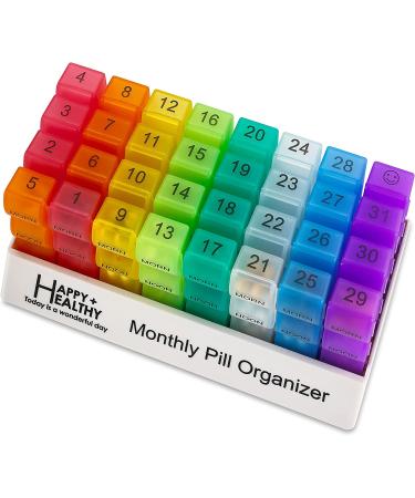 Monthly Pill Box Organizer - 3 Times A Day - 30 Day Case with 32 Compartments for Vitamins, Supplements, Medication - Travel Friendly - Buy Online on GoSupps.com