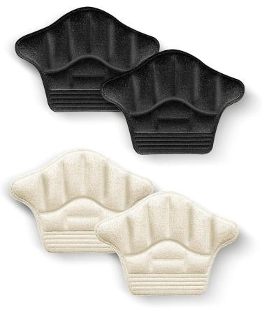 Sibba Heel Grips - 2 Pairs of Self-Adhesive Heel Cushions for Large Shoes | Comfortable Shoe Fillers in Skin Color & Black | Improve Fit & Comfort - Buy Online on GoSupps.com