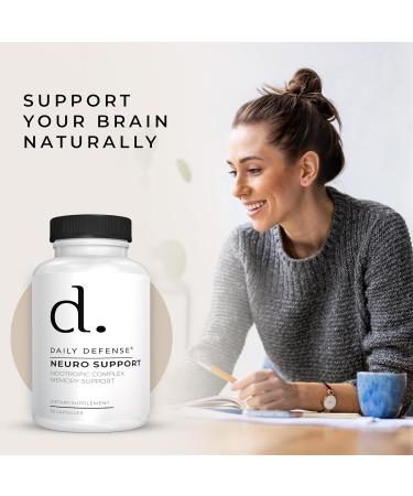 Daily Defense Nootropics Brain Support Supplement - 30 Capsules - Focus & Memory Supplement for Brain with Bacopa Monnieri Huperzia Serrata St. John's Wort & Ginkgo Biloba - Neuro Support - Buy Online on GoSupps.com
