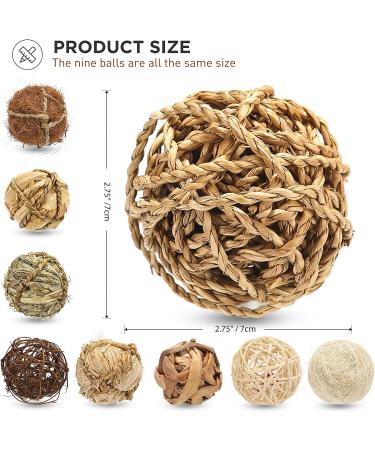 DAMPET Small Animals Play Balls: Chew Grass & Rolling Toys for Rabbit, Chinchilla, Guinea Pigs, Hamsters, Improve Dental Health - 9 Pieces - Buy Online on GoSupps.com