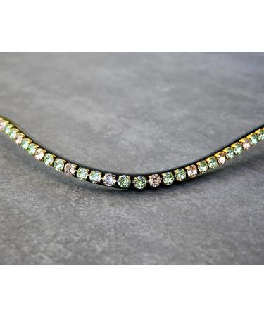 Happy Horses Curved Narrow Pasture - Light Green & Apricot with Glitter Stones Dark Brown Leather (VB/COB) - Buy Online on GoSupps.com