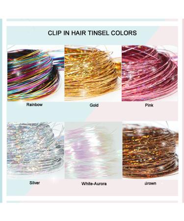 6-Piece Fairy Pink Clip-in Hair Tinsel Kit - Heat Resistant 23.6 Glitter Tinsel Extensions for Women, Girls, Kids - Buy Online on GoSupps.com