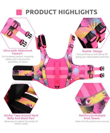 CIT TOILE Dog Life Vests Dog Life Jackets Dog Floatation Vest for Small Medium Large Dog Doggie Floating Aids with High Buoyancy and Lift Handle L Large Pink Print - Buy Online on GoSupps.com