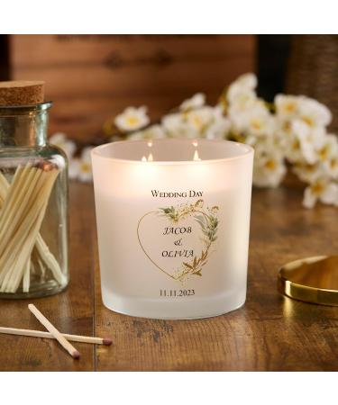 Personalised Large Double Wick Wedding Candle Gift with Gold Leaf (Fresh Cotton) - Buy Online on GoSupps.com