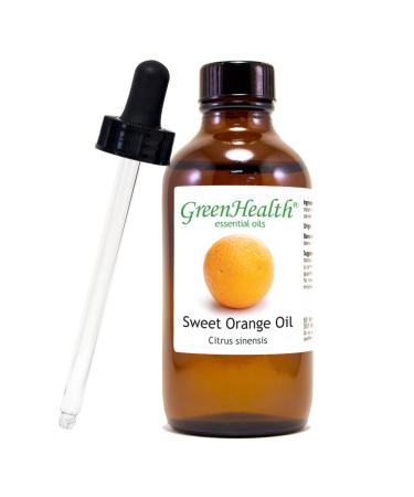 Sweet Orange 4 fl oz (118 ml) Glass Bottle w/Glass Dropper 100% Pure Essential Oil GreenHealth