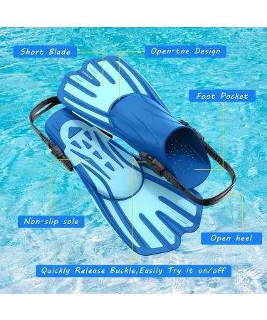 DOOHALO Swim Fins | Adult Snorkel Fins for Lap Swimming and Diving | Adjustable Size L/XL (8.5-11 US) | Navy Blue + Light Blue - Buy Online on GoSupps.com