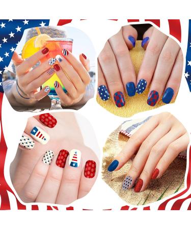 384 Piece Short Independence Day Patriotic Press On Nails - 16 Pack American Flag Square False Nails for Women and Girls - Buy Online on GoSupps.com