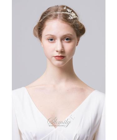 Shmily Handmade Wedding Pearl Rhinestone Tiara Headband - Silver Bridal Hair Accessory DH2007 - Buy Online on GoSupps.com