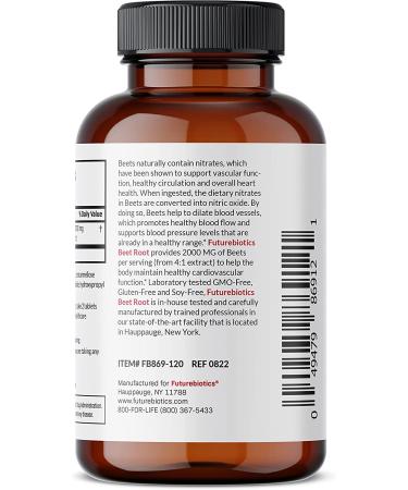 Futurebiotics Beet Root Extra Strength 2000mg - 120 Vegetarian Tablets for Heart Health & Stamina | Non-GMO, 120 Count - Buy Online on GoSupps.com