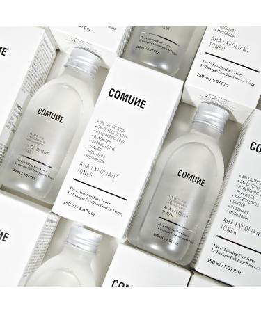 COMUNE AHA Exfoliant Toner - Leave-On Liquid Exfoliant 6% Lactic Acid, 3% Glycolic Acid + Hyaluronic Acid | Gently Exfoliates Dead Cells, Unclogs Pores & Smooths While Hydrating | 150 mL / 5.07 fl.oz - Buy Online on GoSupps.com