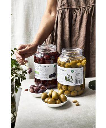 Odysea Organic Unpitted Kalamata Olives in Brine 1kg - Premium Quality Greek Olives - Buy Online on GoSupps.com