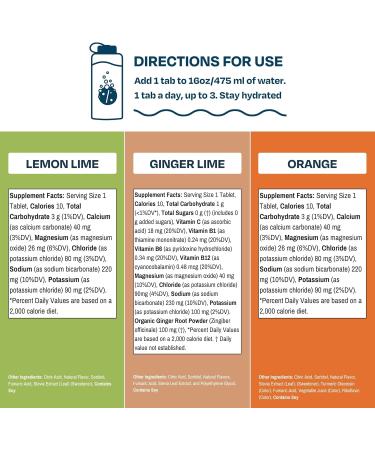 Drinklits Daily Hydration Variety Pack - Ginger-Lime Lemon-Lime Orange | 30 Servings 0g Sugar | Essential Travel Kit - Buy Online on GoSupps.com