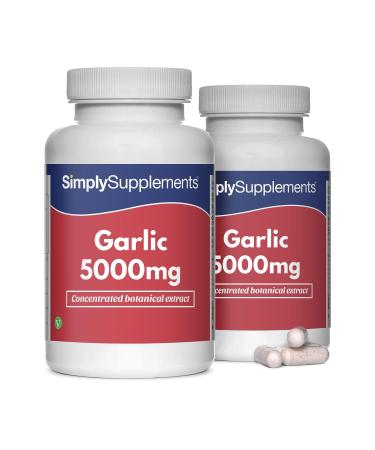 Garlic Capsules for Healthy Heart & Circulation | High Strength Formula Provides 5000mg per Capsule | Vegan & Vegetarian Friendly | 2 x 180 Capsule Tubs | Manufactured in The UK 360 Count (Pack of 1)