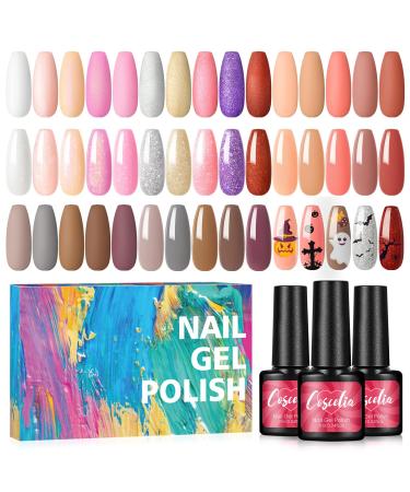 20pcs Gel Nail Polish Set Fall Colors Nude Red Brown Glitter Colorful Gel Polish Kit Popular Nail Art Colors U V Soak Off Gel polish Kit Gift for Women