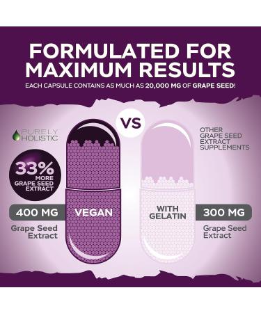 Purely Holistic Grape Seed Extract 400mg + Hawthorn Berry 665mg Bundle - 400 Vegan Capsules - Made in USA - Buy Online on GoSupps.com