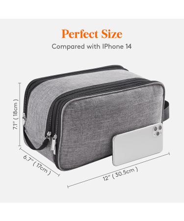 Lifewit Large Grey Men's Travel Toiletry Bag | Water-Resistant Dopp Kit with Double Zippers for Full Size Toiletries and Shaving Accessories - Buy Online on GoSupps.com
