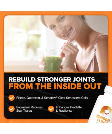 SaltWrap Remodel Clinic - Joint Remodeling Supplement for Senescent Cell Removal and Scar Tissue - Improve Mobility Reduce Connective Tissue Stiffness - Fisetin Quercetin Bromelain - 60 Capsules - Buy Online on GoSupps.com