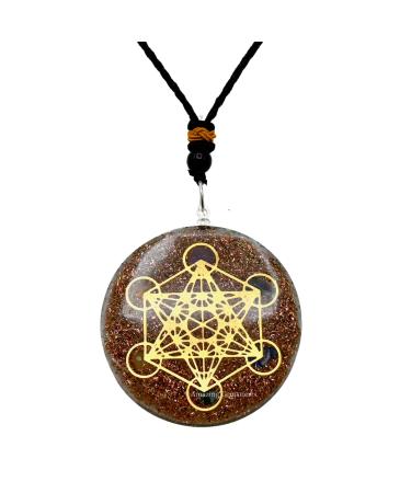 Amazing Gemstone Orgone Pendant with Copper Shavings and Metatron Cube - Metal Healing Pendant Necklace for Women Men and Kids Copper Shavings Metatron Cube