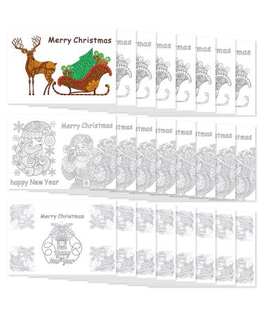 24 Pieces Disposable Christmas Coloring Paper Placemats DIY Christmas Placemats Coloring Activity Paper Mats Disposable Bulk Bundle Set for Kids Table 16.5 x 11 inch (Cute Style)