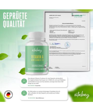 Vitabay Vitamin A High Dose Capsules - 240 Vegan Capsules (10 000 IE / 3 000 g) - Premium Retinol Supplements for Optimal Health - Buy Online on GoSupps.com