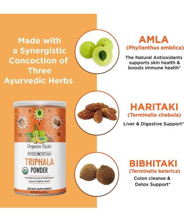 Organic Veda Pure Triphala Powder 16 oz - Gut Health & Immune Support - Buy Online on GoSupps.com