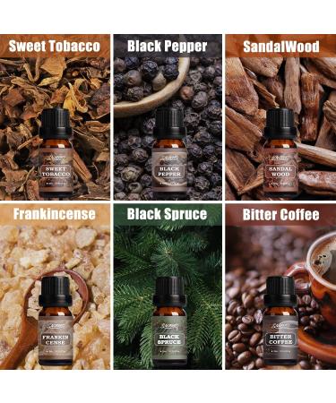 Men's Essential Oil Set - 12x10ml Woody Aromatherapy Oils for Diffuser & Home Fragrance | Vetiver, Frankincense, Sandalwood, Cypress & More - Buy Online on GoSupps.com
