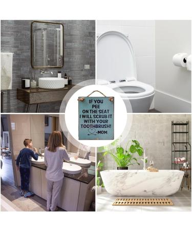 Funny Wooden Wall Sign for Bathroom - If You Pee on the Seat I Scrub it with Your Toothbrush! - Geruwam Blue Art Decor - Buy Online on GoSupps.com