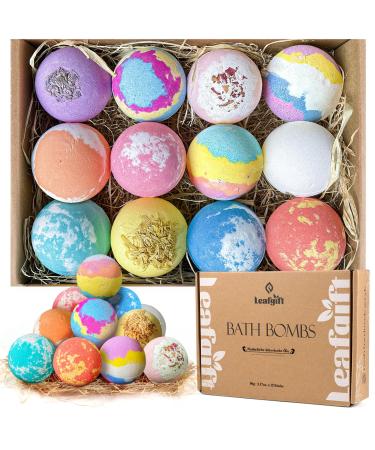 Bathing bombs gift set leaves 12 pieces bathing balls with essential oils thank you gift for women men birthday shower bombs as a bath additive gift ideas (12x3.17oz) (Colorful) - Buy Online on GoSupps.com