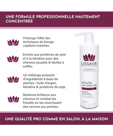 LISSARA - Sulfate-Free Shampoo - Salt-Free - Paraben-Free - with keratin - After Brazilian Smoothing Treatment Extender - Made in France - 1000ml - Buy Online on GoSupps.com