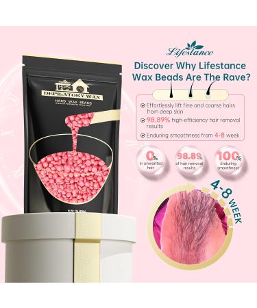 Lifestance 450g Waxing Pearls for Beginners | Rose Wax Hair Removal with 10 Wooden Spatulas - Ideal for Face Eyebrows Arms & More - Buy Online on GoSupps.com