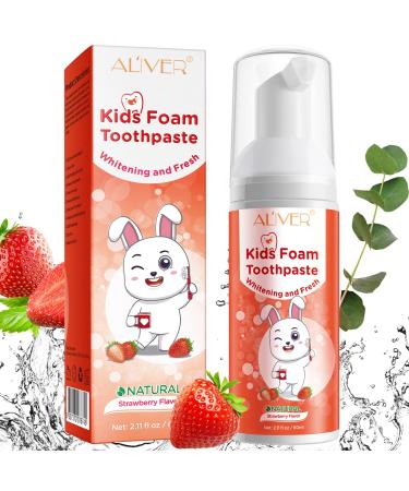 Foam Kids Toothpaste  Toddler Anti-Cavity  Children's Mousse Foam Toothpaste  Toddler Toothpaste with No Fluoride for U Shaped Toothbrush    Soda Toothpaste  Kids Age for 3 and Up (Strawberry)