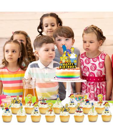 Simpsons Party Decorations 25 Pcs Simpsons Theme Cupcake Toppers for Girl and Boy Simpsons Birthday Party Supplies Cake Decoration - Buy Online on GoSupps.com