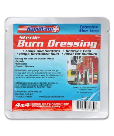 Rapid Care First Aid 404-6 Hydrogel Burn & Wound Care Dressing Pads - Pack of 6 | Soothes & Protects Burns, Cuts & Wounds Aloe Vera, Lidocaine Free | 4x4 Red, White & Blue - Buy Online on GoSupps.com