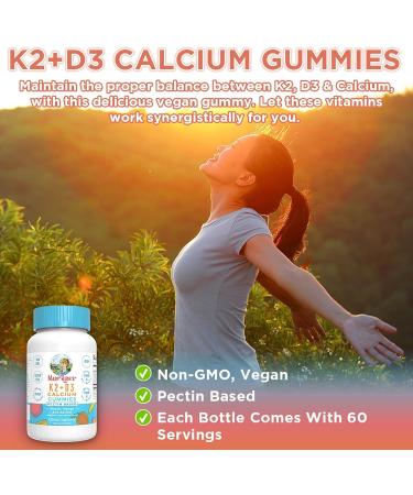 MaryRuth Organics Calcium with Vitamin D3 & K2 - 60 Gummies | Bone Support Supplement | Vegan, Non-GMO, Gluten Free | 2 Month Supply - Buy Online on GoSupps.com