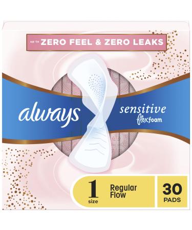 Always Infinity Sensitive With FlexFoam Pads For Women Size 1 Regular Absorbency With Wings 30 Count