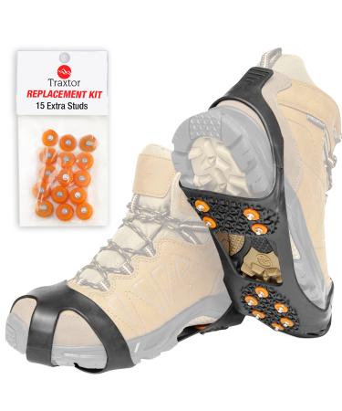 Traxtor Schuh Spikes Anti Rutsch - Shoes for Winter - Shoes for Eis and Snow - Crampons as a slide protection at black ice - including 15 replacement snow spikes M: 36 - 40 EU