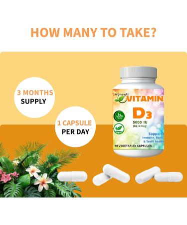 MonesAli Halal Vitamin D Vitamin D3 2 500 IU Capsules Supports Bone Immune & Heart Health Vegan Non-GMO Gluten Free and Halal (90 Count) - Buy Online on GoSupps.com