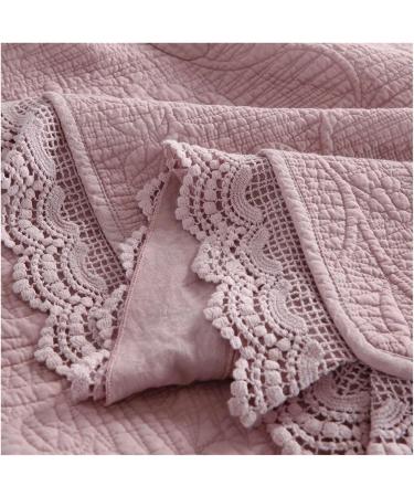 Solid Cotton Quilt Set 3PCS Bedspread on The Bed Embroidered Queen Size Lace Decor Quilted Bed Cover Coverlet Soft (3 230x250cm) - Buy Online on GoSupps.com