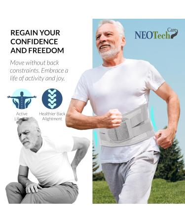 NeoTech Care Adjustable Double Pull Lumbar Brace - Size M Grey | Optimal Lower Back Support for Comfort & Stability - Buy Online on GoSupps.com