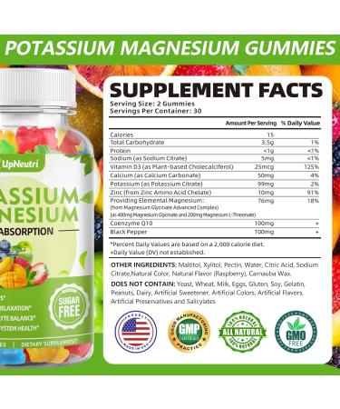 Potassium Magnesium Gummies for Adults & Kids | Sugar-Free Vegan High Absorption | Supports Leg Cramps Muscle & Immune Health | 60 Count Mixed Fruit - Buy Online on GoSupps.com