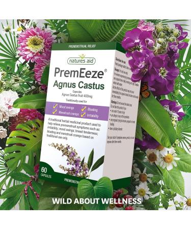 Natures Aid PremEeze Agnus Castus 60 Vegan Capsules - Relief of PMS Symptoms - Buy Online on GoSupps.com