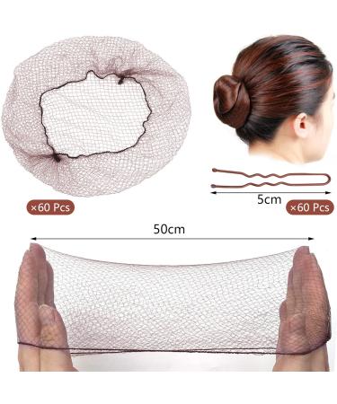 ZOCONE Brown Hair Net 60PCS + 50PCS U-Shape Hairpins | Invisible Hair Nets with Elastic Edge for Ballet Bun Maker | Hair Accessories for Girls & Women - Buy Online on GoSupps.com