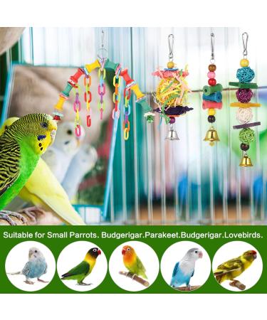 tonyg-p 13 Pack Bird BudgieToys Parrot Swing Chewing Toys Bird Nest Hut Hammock Perch Stand Hanging Bell Bird Cage Toys for Small Parakeets Cockatiels Budgies Conures Love Birds Finches - Buy Online on GoSupps.com