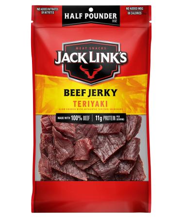 Jack Link's Beef Jerky, Teriyaki,  Pounder Bag - Flavorful Meat Snack, 11g of Protein and 80 Calories, Made with Premium Beef - 96 Percent Fat Free, No Added MSG** or Nitrates/Nitrites