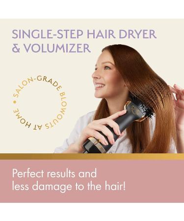Black Gold Professional Blowout Hair Dryer Brush - Hot Air Volumizer for Women | 75MM Oval Shape - Buy Online on GoSupps.com