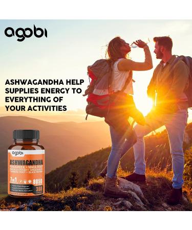 1 Year Supply Ashwagandha Supplement 8050mg with Fenugreek, Maca, Turmeric & More - Mood, Strength, Energy Support - 360 Caps - Buy Online on GoSupps.com