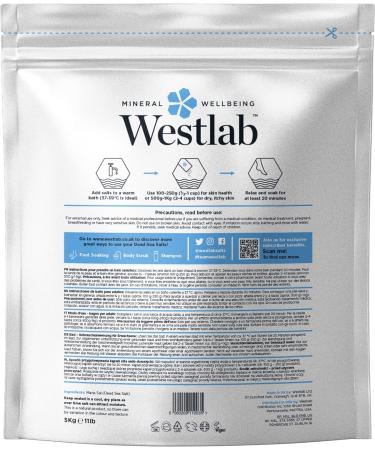 Westlab Soothing Dead Sea Salt 5kg Resealable Pouch - 100% Natural Mineral Salts for Nourishing & Soothing Dry Skin - Unscented - Pack of 1 - Buy Online on GoSupps.com